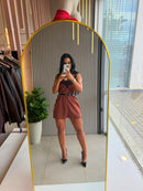 Vestido Suede Com Renda